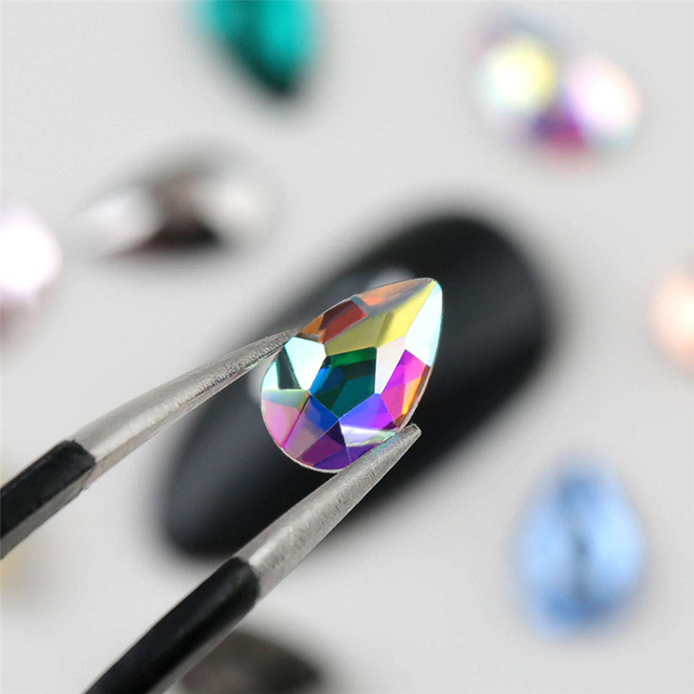 120 Pcs Multi Shapes Glass Crystal AB Rhinestones for Nail Art Craft, Mix 12 Style Flatback Crystals 3D Decorations Flat Back Stones Gems Set